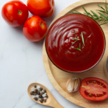 Ketchup in a transparent plate